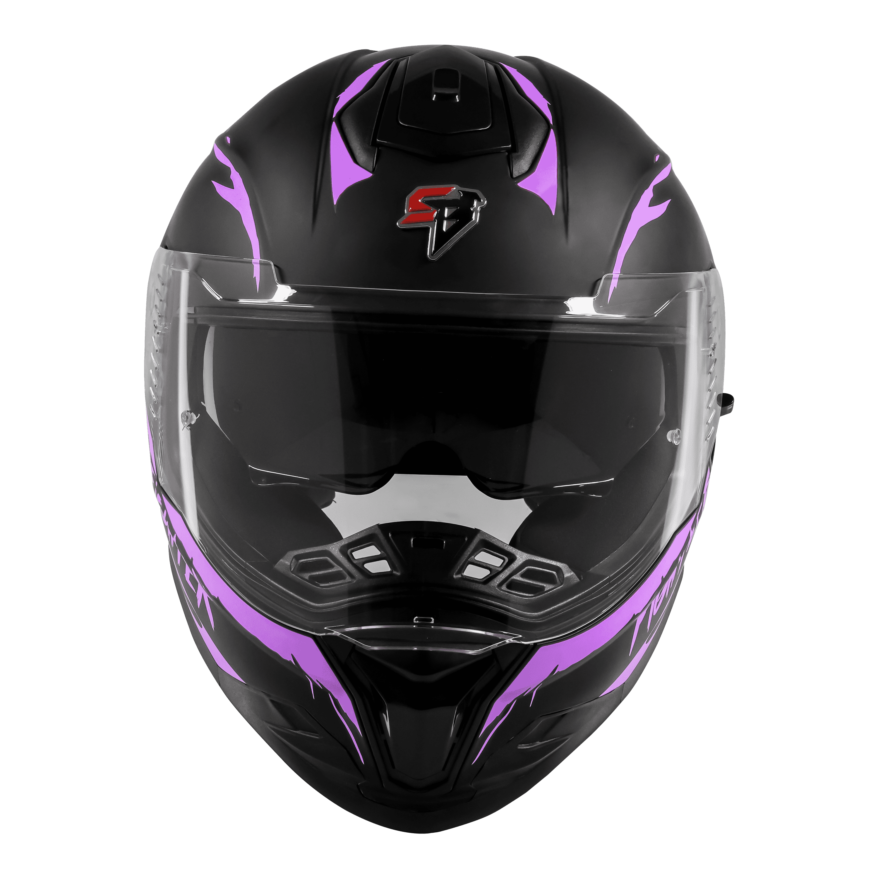 STEELBIRD SBH-57 ISS FIGHTER F2 MATT BLACK/PURPLE C/V 580MM WITH EXTRA SMOKE VISOR+PURPLE SPOILER
