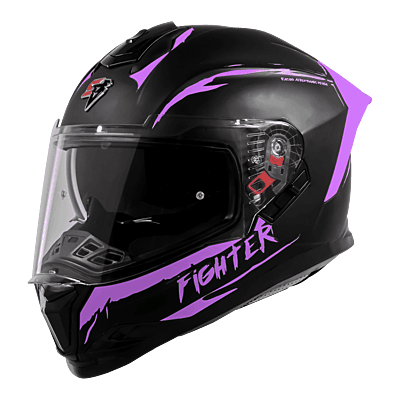 STEELBIRD SBH-57 ISS FIGHTER F2 MATT BLACK/PURPLE C/V 580MM WITH EXTRA SMOKE VISOR+PURPLE SPOILER