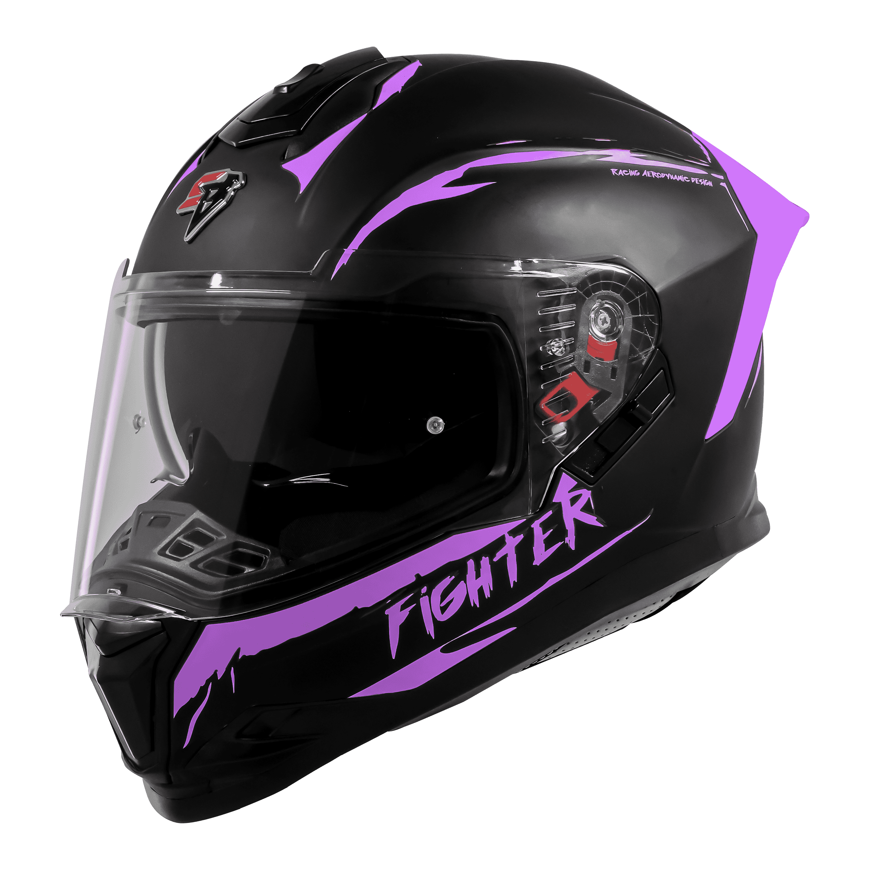 STEELBIRD SBH-57 ISS FIGHTER F2 MATT BLACK/PURPLE C/V 580MM WITH EXTRA SMOKE VISOR+PURPLE SPOILER