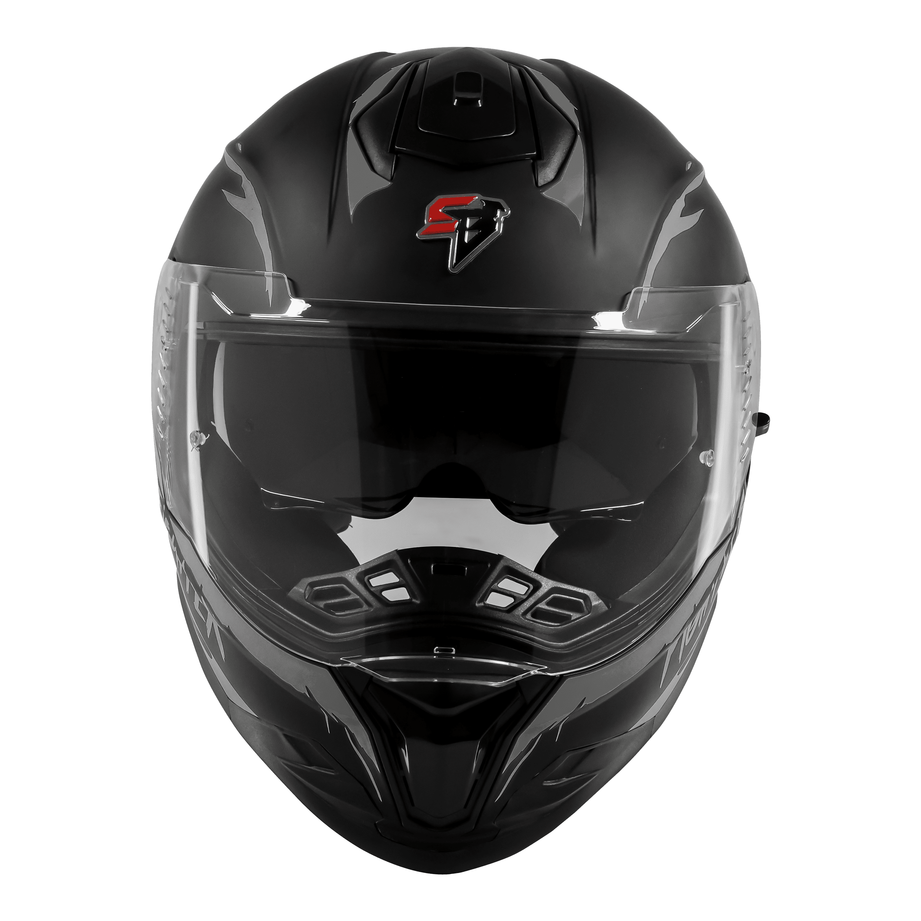 STEELBIRD SBH-57 ISS FIGHTER F2 MATT BLACK/SILVER C/V 580MM WITH EXTRA SMOKE VISOR+SILVER SPOILER