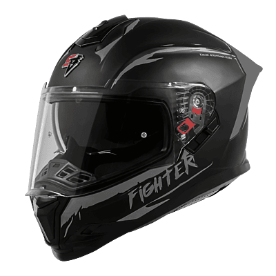 STEELBIRD SBH-57 ISS FIGHTER F2 MATT BLACK/SILVER C/V 580MM WITH EXTRA SMOKE VISOR+SILVER SPOILER