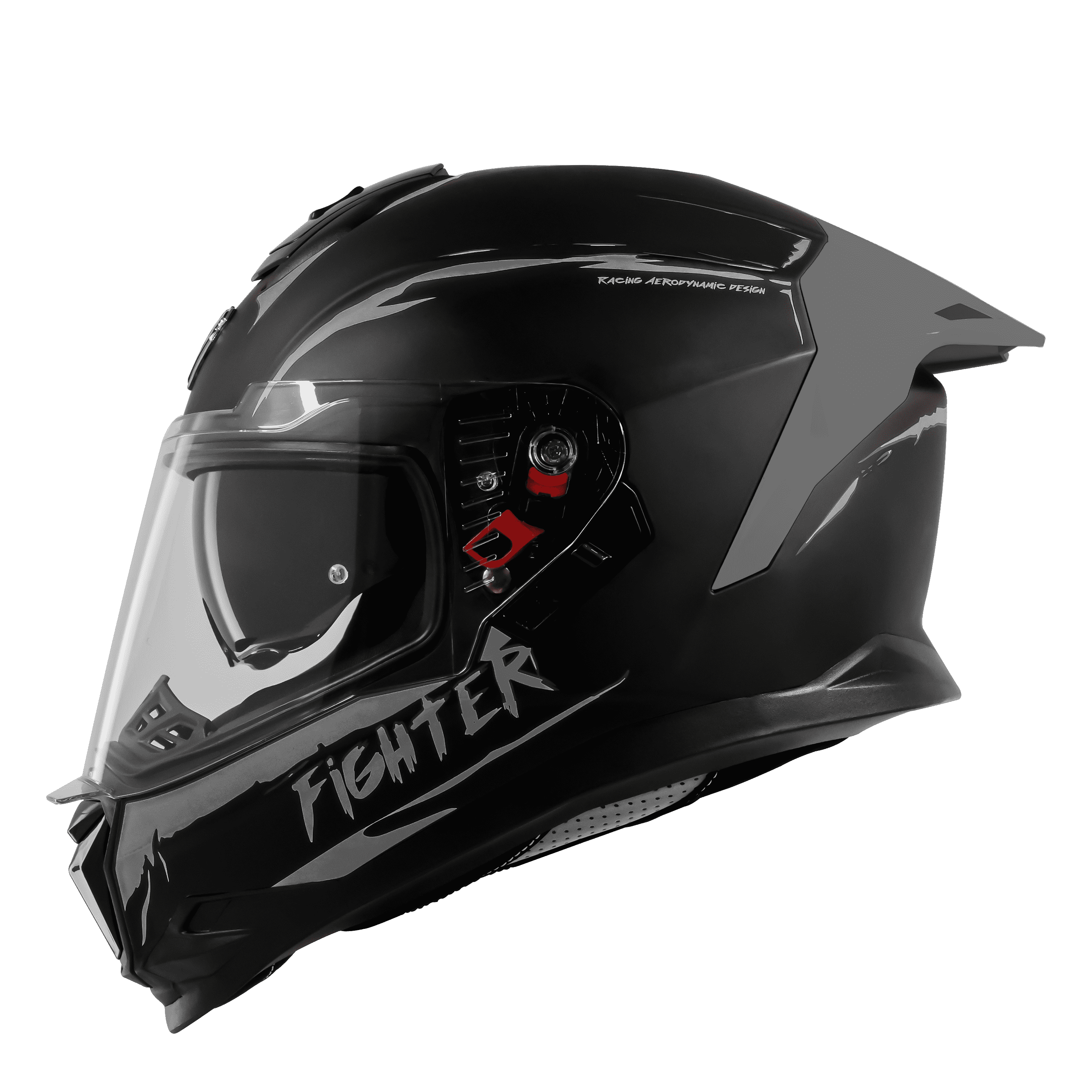 STEELBIRD SBH-57 ISS FIGHTER F2 MATT BLACK/SILVER C/V 580MM WITH EXTRA SMOKE VISOR+SILVER SPOILER
