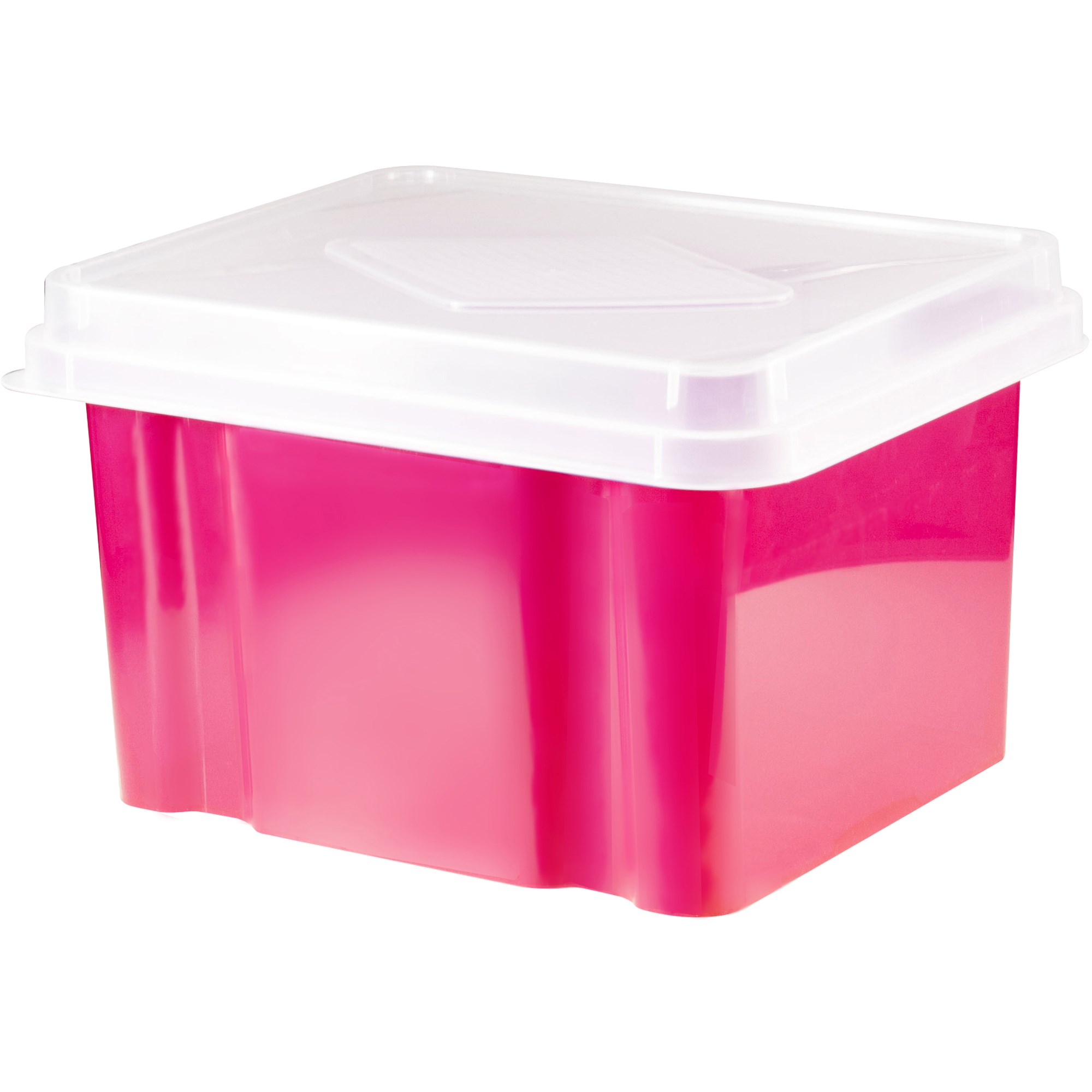Italplast 32 Litre Plastic Suspension File & Storage Box  Watermelon Base Clear Lid