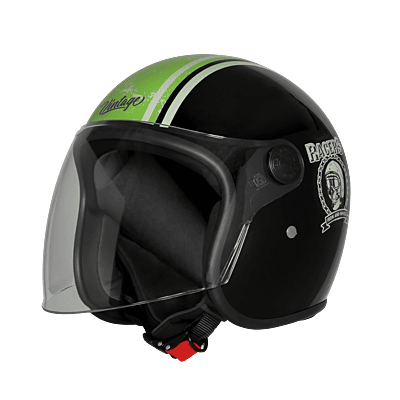 STEELBIRD SBH-56 VINTAGE RACERS GLOSSY BLACK/D.GREEN C/V 580 MM (LONG VISOR)