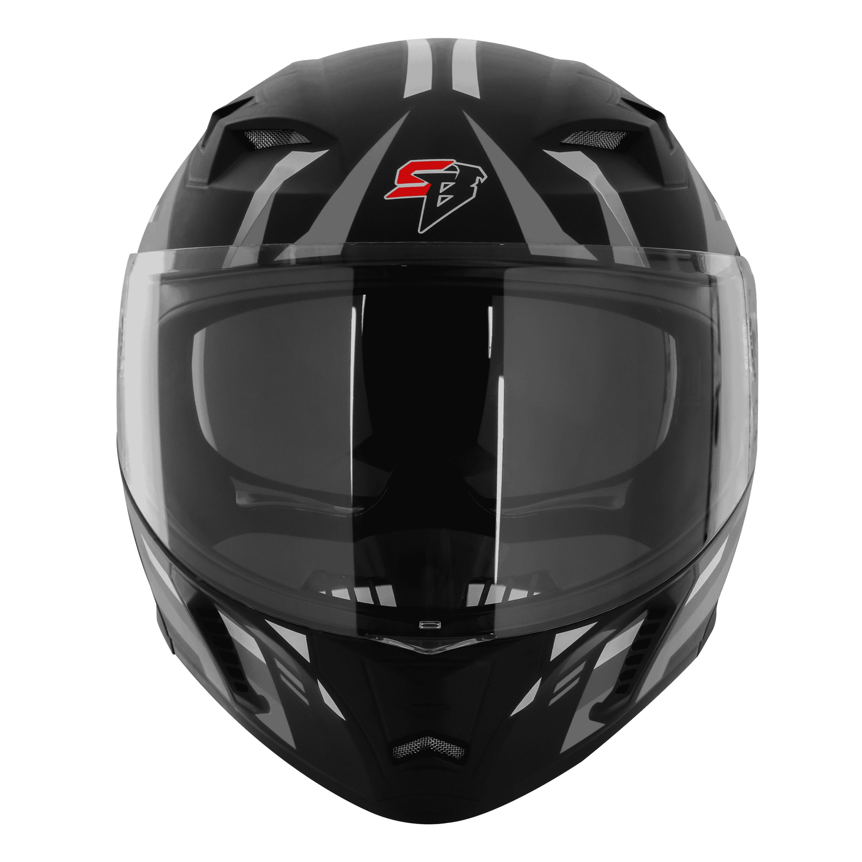 STEELBIRD SBA-20 ISS SHIELD X GLOSSY BLACK/GREY C/V 580 MM WITH EXTRA SMOKE VISOR