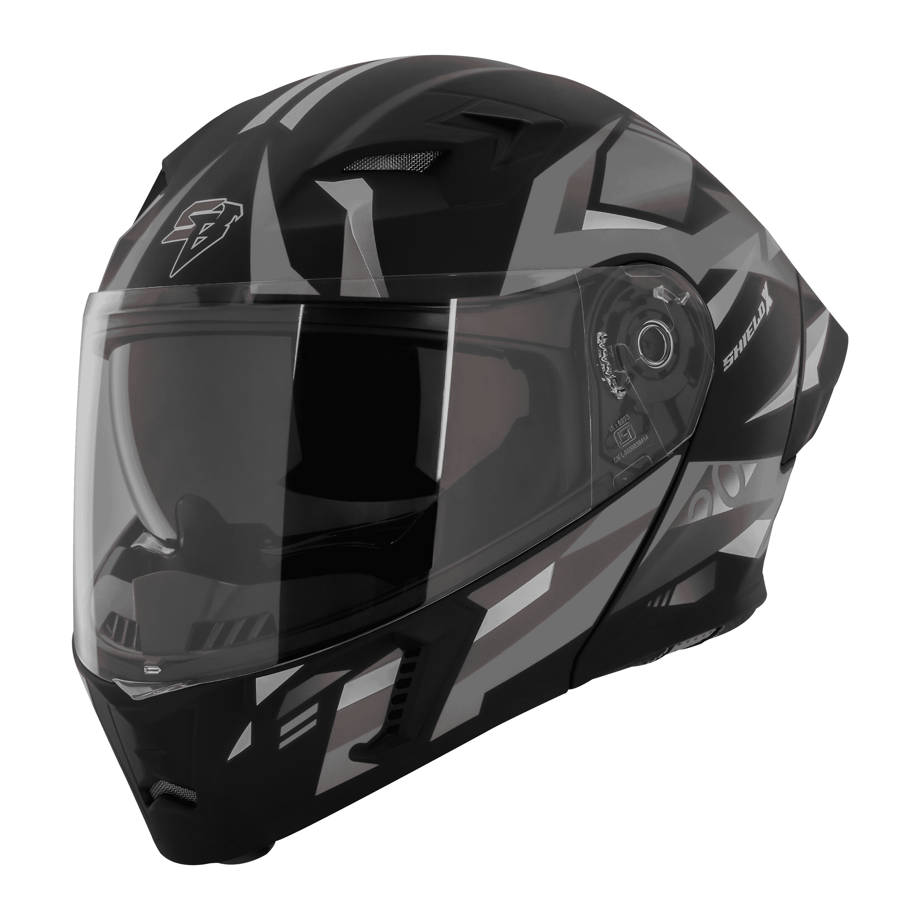 STEELBIRD SBA-20 ISS SHIELD X GLOSSY BLACK/GREY C/V 580 MM WITH EXTRA SMOKE VISOR