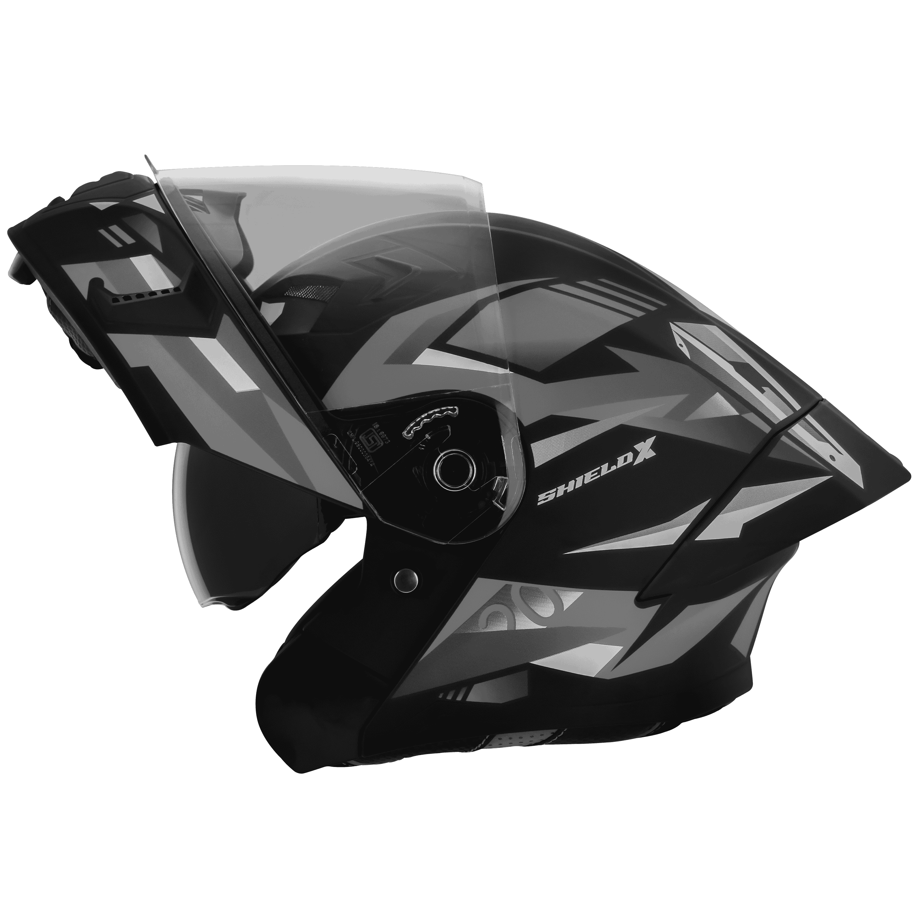 STEELBIRD SBA-20 ISS SHIELD X GLOSSY BLACK/GREY C/V 580 MM WITH EXTRA SMOKE VISOR