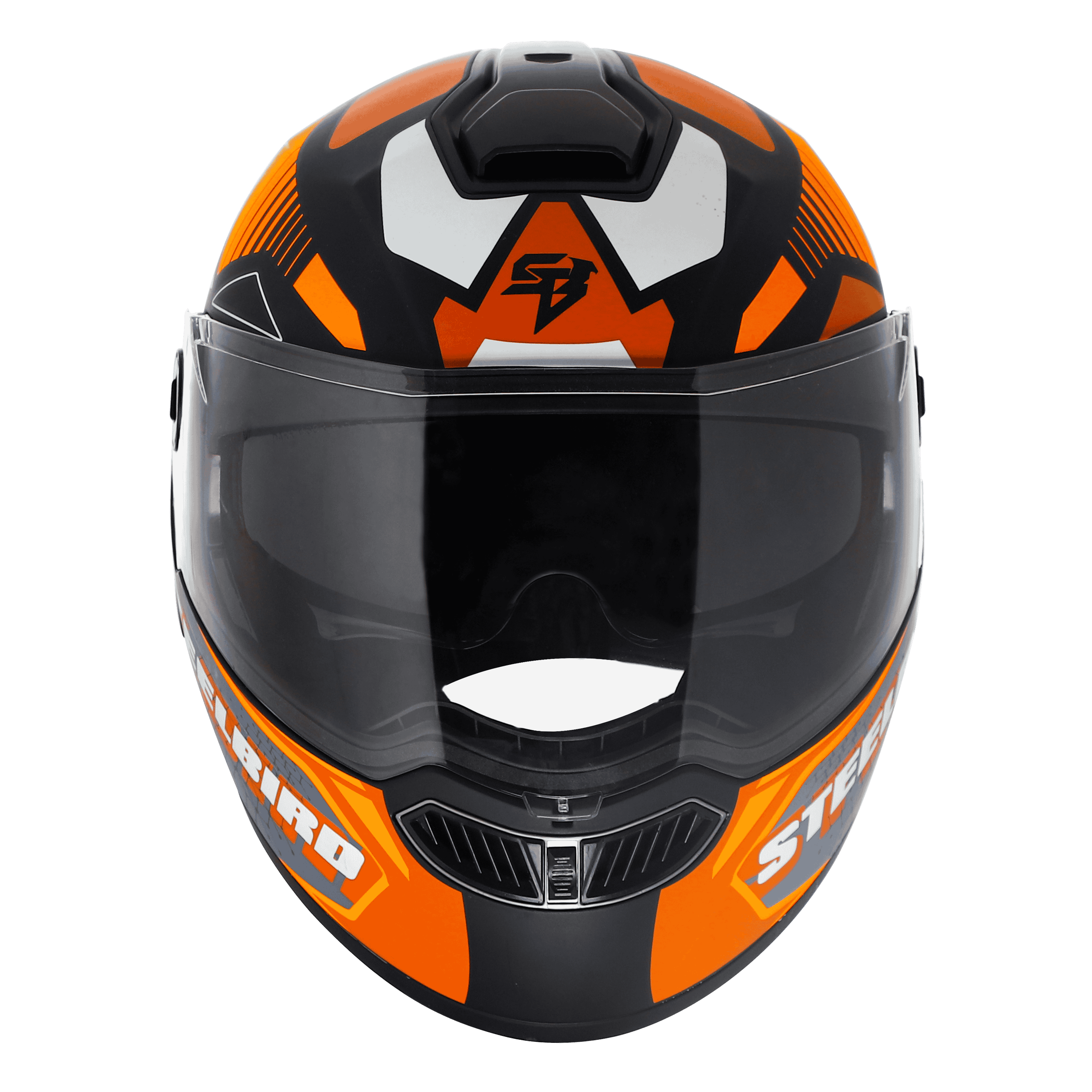 STEELBIRD SBA-8 ISS ZAGGY MATT BLACK ORANGE YELLOW C/V 600 MM WITH EXTRA SMOKE VISOR