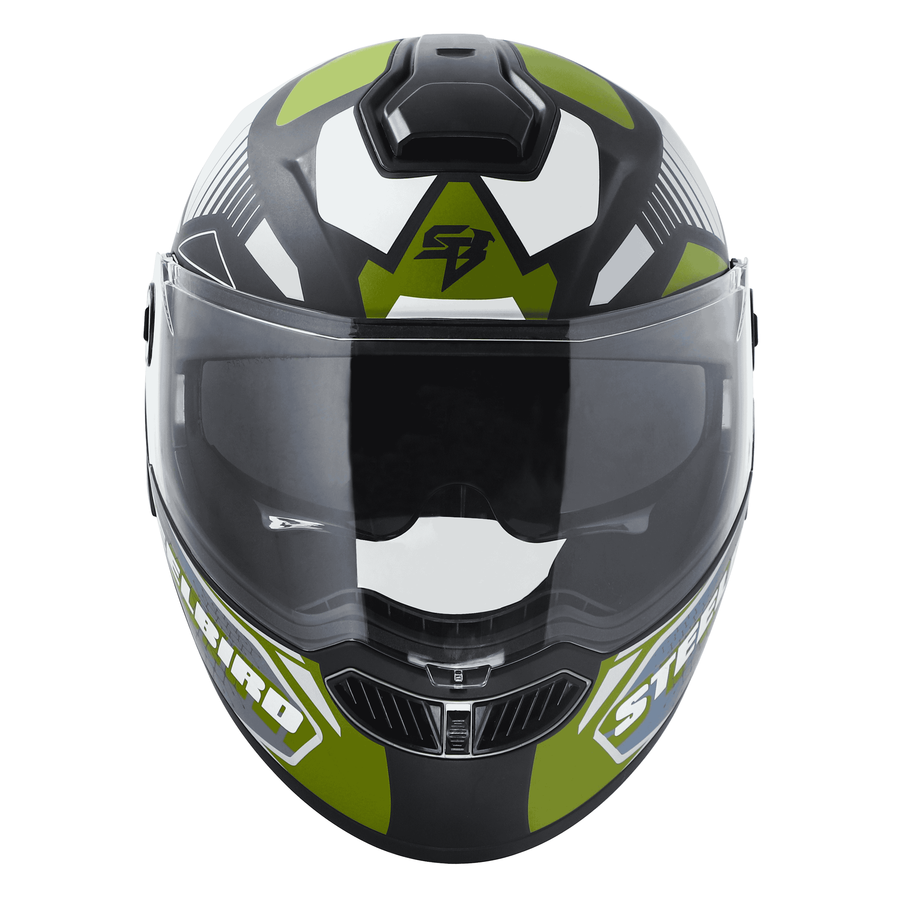 STEELBIRD SBA-8 ISS ZAGGY MATT BLACK GREY GREEN C/V 600 MM WITH EXTRA SMOKE VISOR