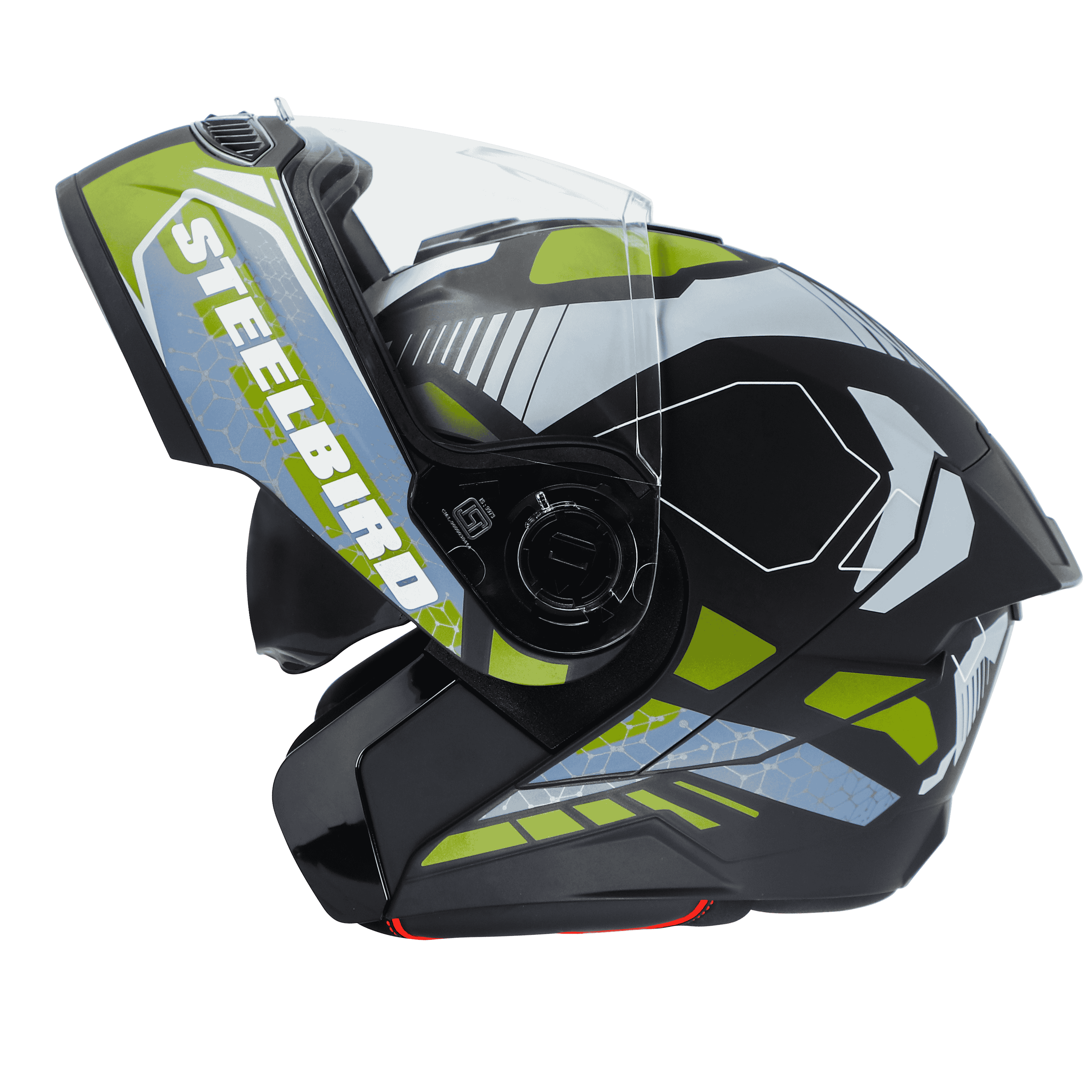 STEELBIRD SBA-8 ISS ZAGGY MATT BLACK GREY GREEN C/V 580 MM WITH EXTRA SMOKE VISOR