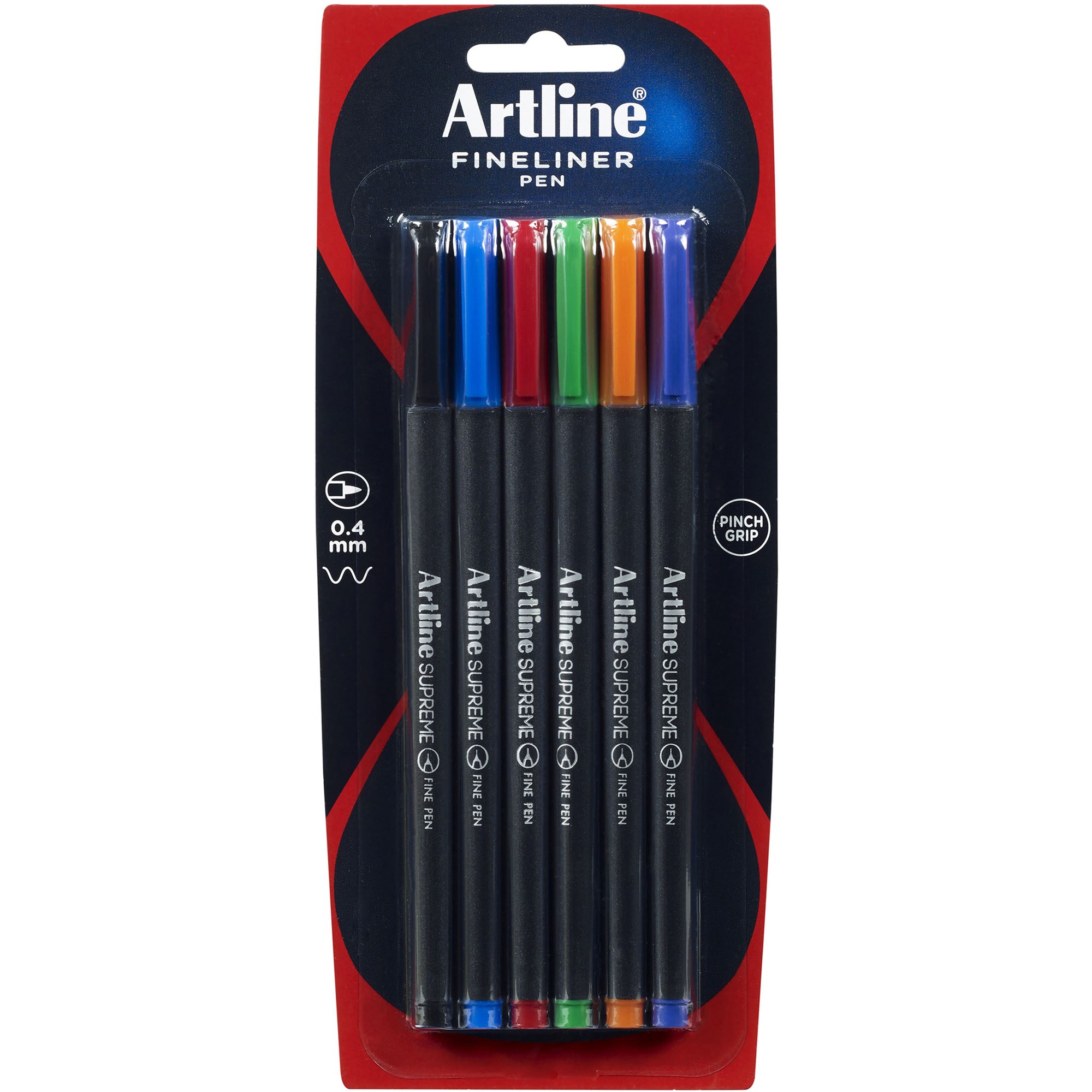 Artline Supreme Fineliner Pen 0.4mm Assorted Colours Pack  Of 6
