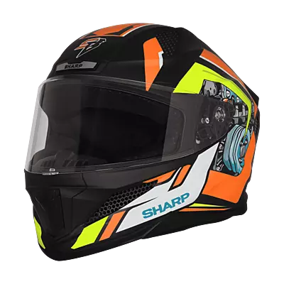 STEELBIRD SBH-25 SHARP SPIKY GLOSSY BLACK/ORANGE C/V 580 MM