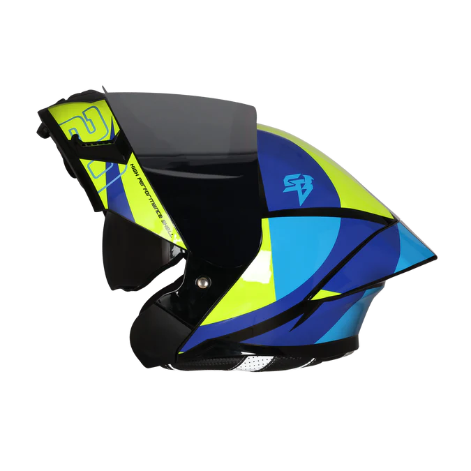 STEELBIRD SBA-20 ISS STAR GLOSSY BLACK/BLUE C/V 600 MM WITH EXTRA SMOKE VISOR
