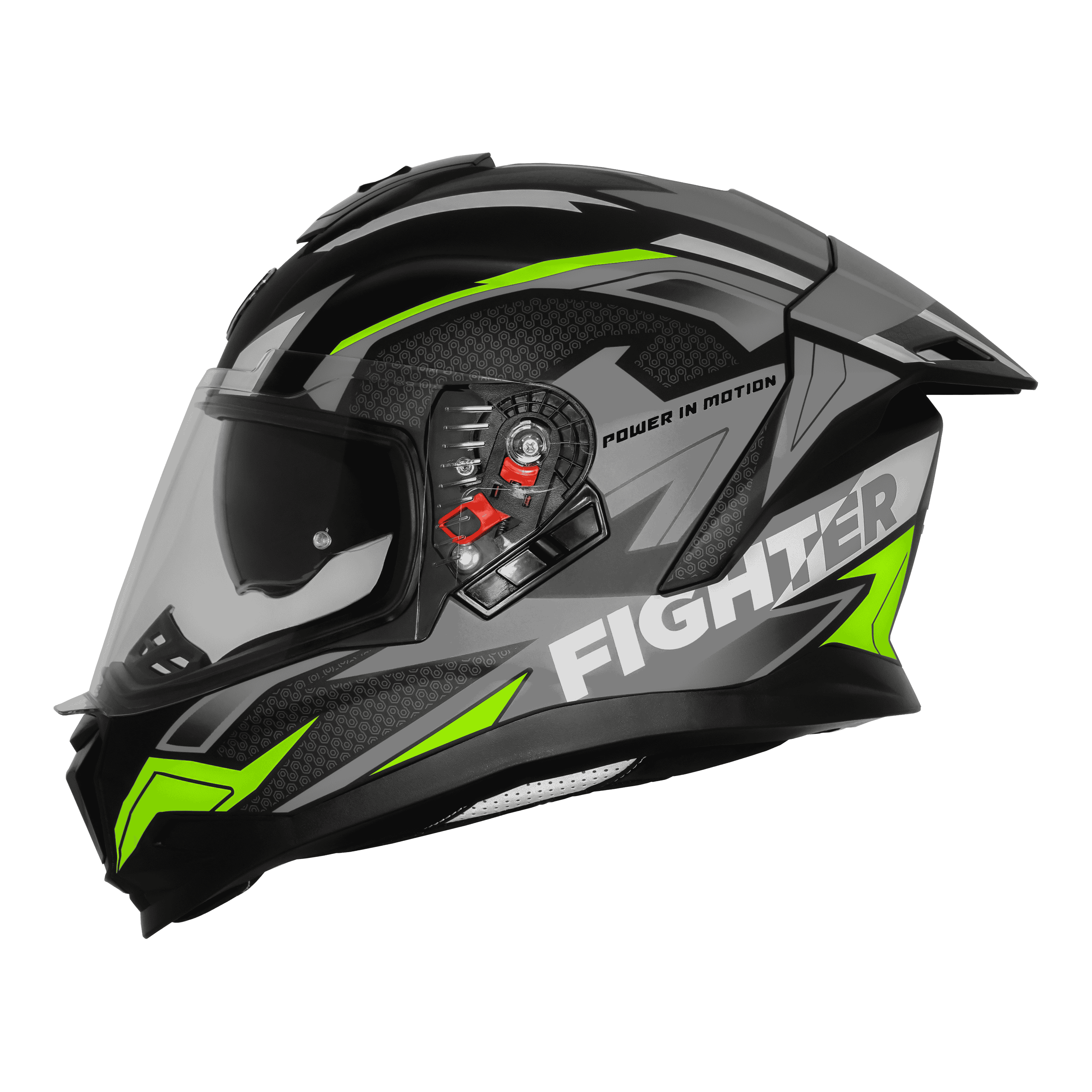 STEELBIRD SBH-57 ISS FIGHTER F7 GLOSSY BLACK/GREY C/V 600 MM WITH EXTRA SMOKE VISOR