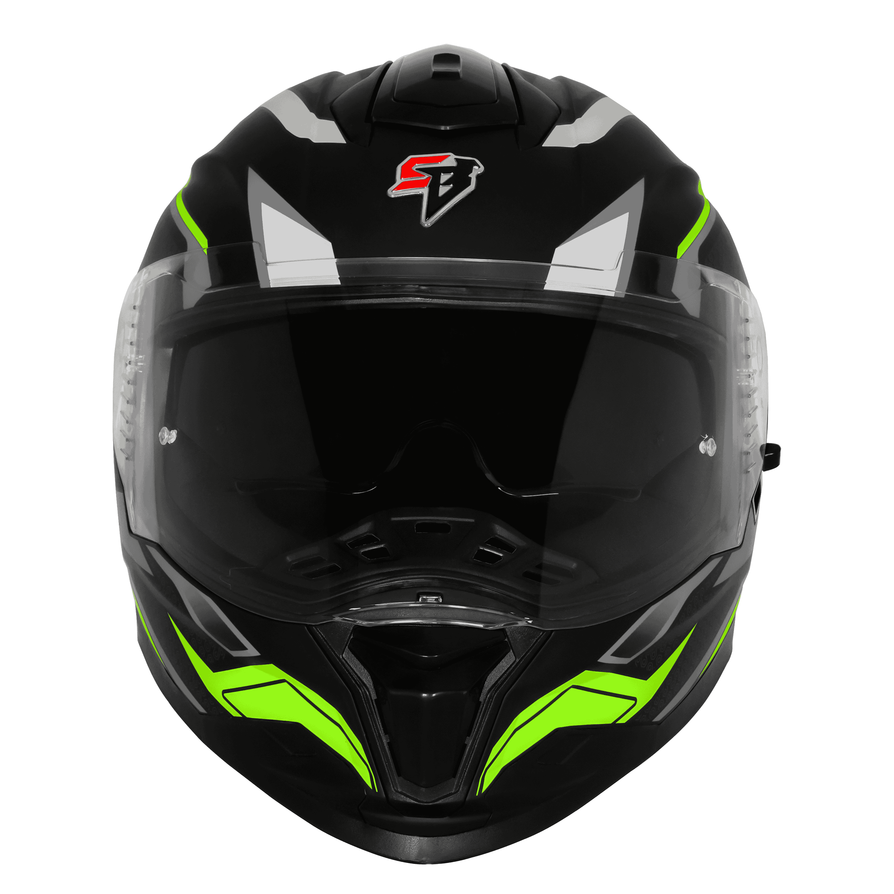 STEELBIRD SBH-57 ISS FIGHTER F7 GLOSSY BLACK/GREY C/V 600 MM WITH EXTRA SMOKE VISOR