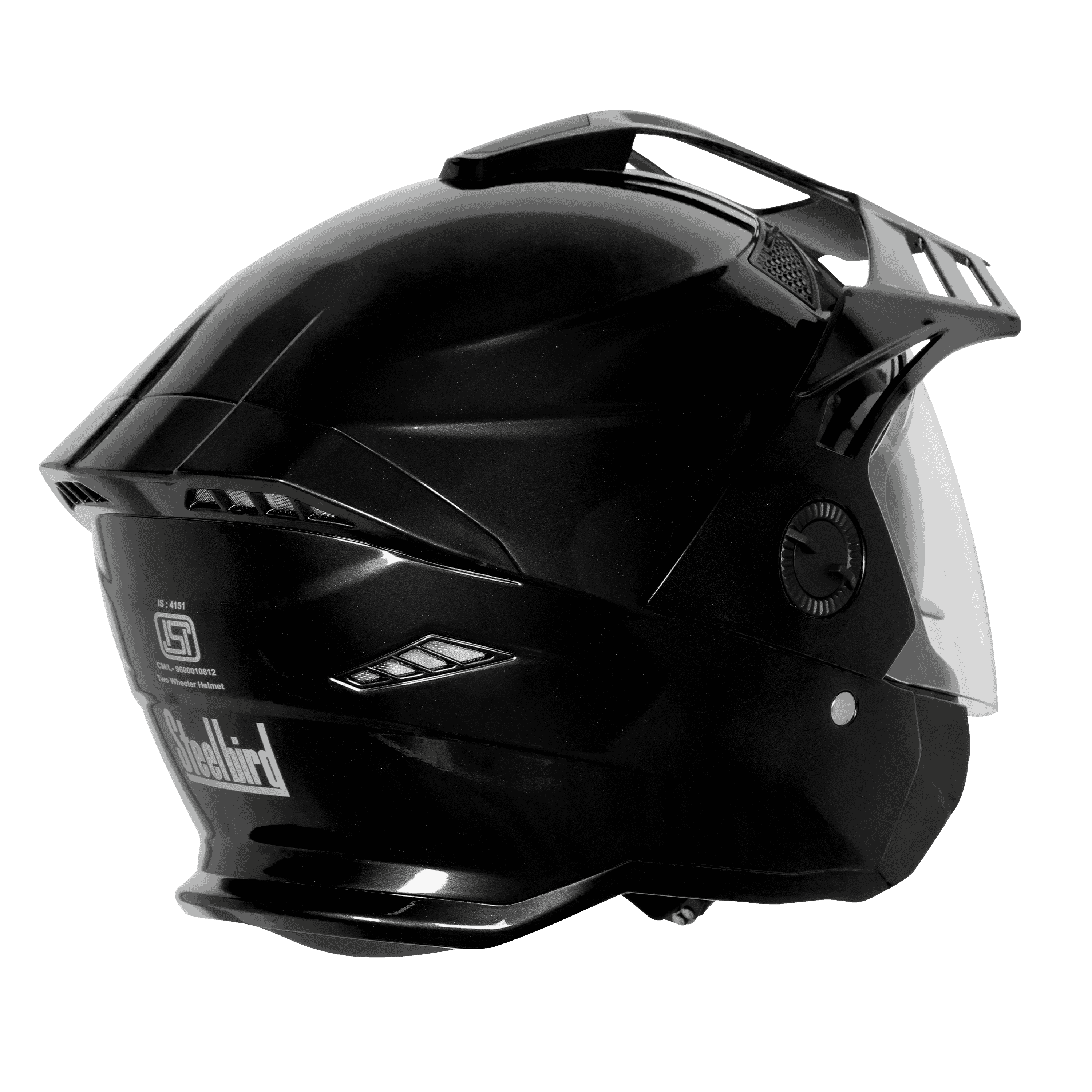 STEELBIRD SBH-23 ISS AVA GLOSSY BLACK WITH PEAK C/V (M)