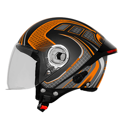 STEELBIRD SBH-64 ZIP RF REBEL RIDERS MATT BLACK/ORANGE C/V 600 MM