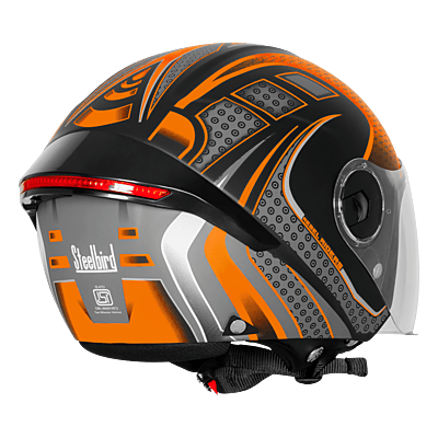 STEELBIRD SBH-64 ZIP RF REBEL RIDERS MATT BLACK/ORANGE C/V 600 MM