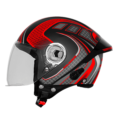 STEELBIRD SBH-64 ZIP RF REBEL RIDERS MATT BLACK/RED C/V 600 MM