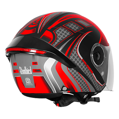 STEELBIRD SBH-64 ZIP RF REBEL RIDERS MATT BLACK/RED C/V 600 MM