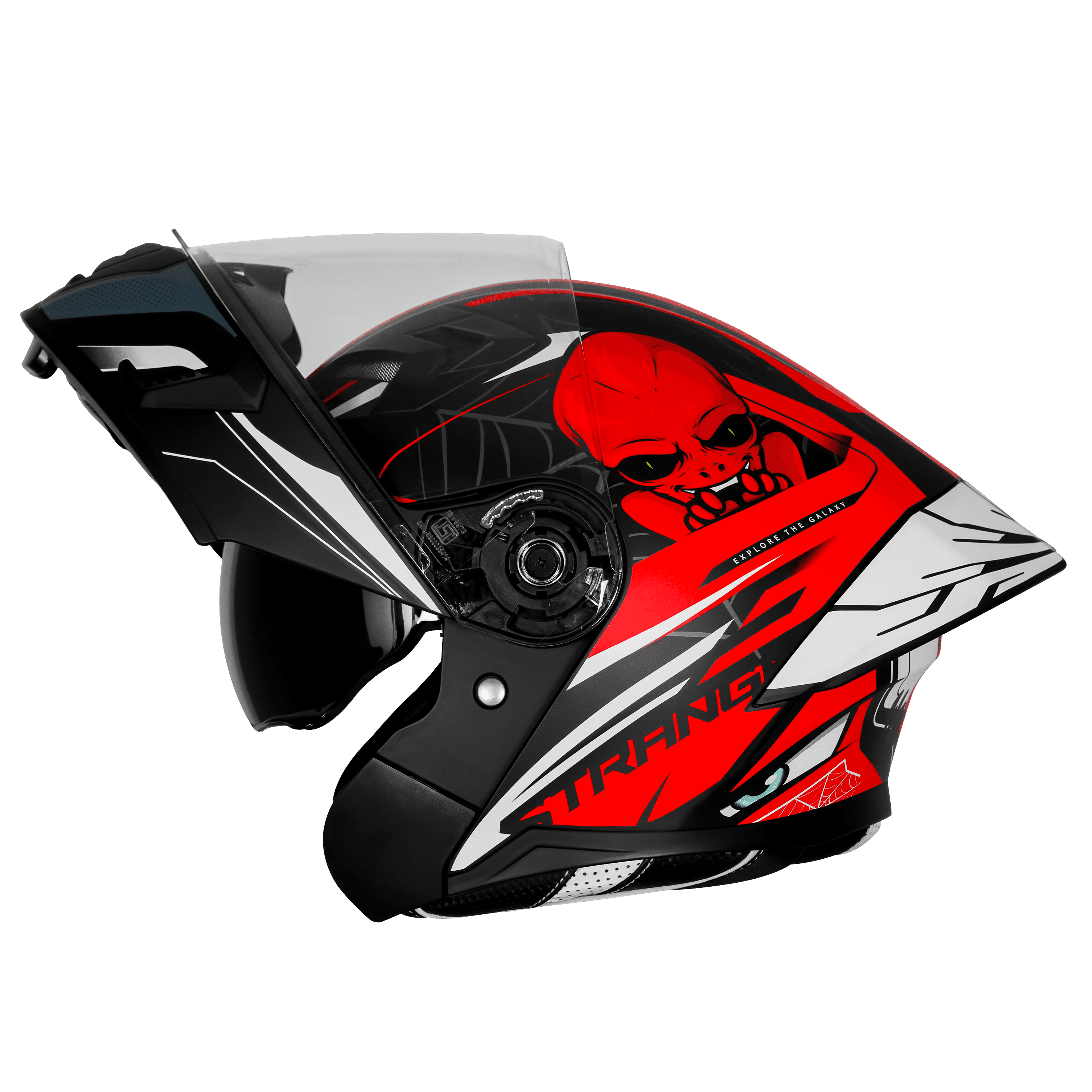 STEELBIRD SBA-20 ISS STRANGE GLOSSY BLACK/RED C/V 600 MM WITH EXTRA SMOKE VISOR