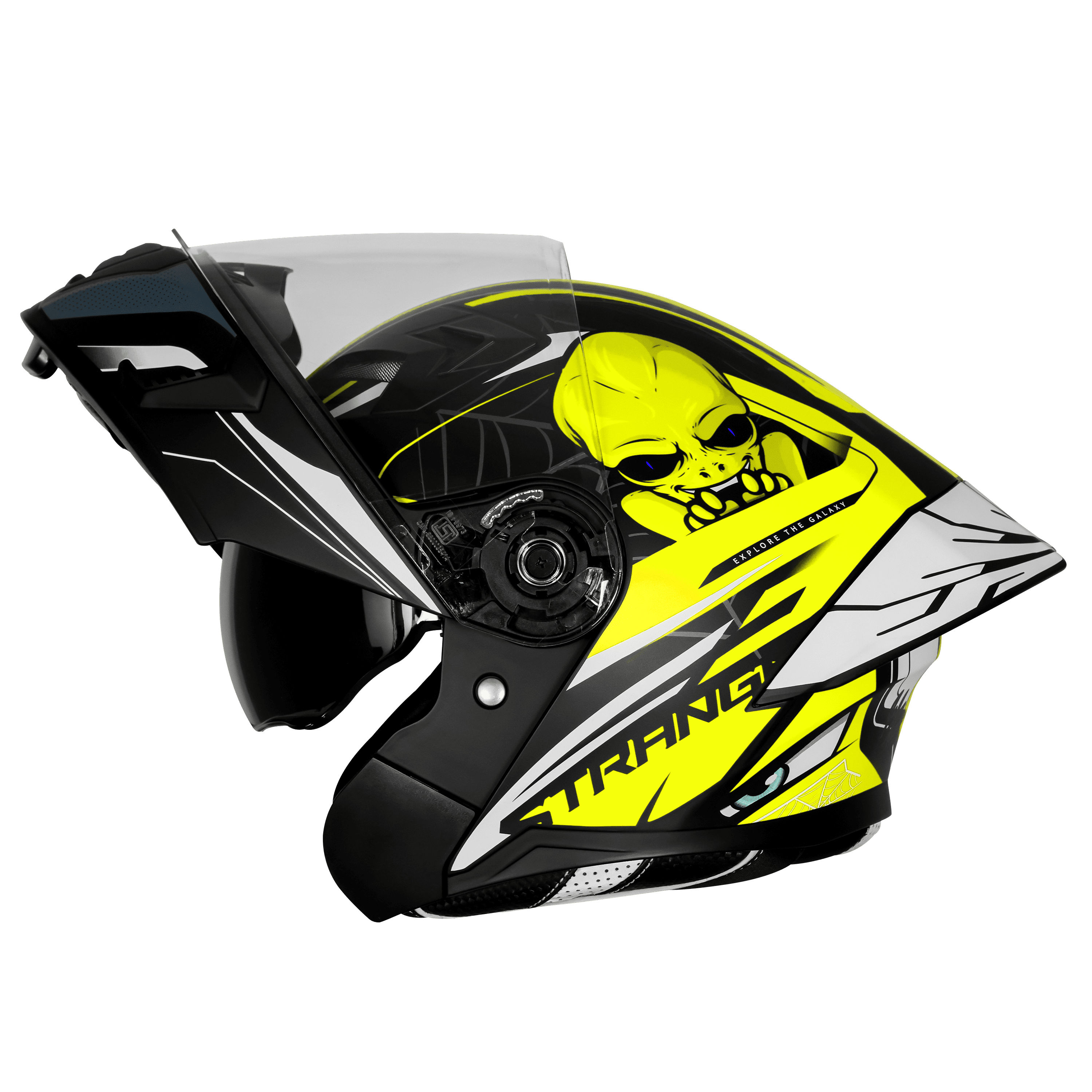 STEELBIRD SBA-20 ISS STRANGE GLOSSY BLACK/NEON C/V 580 MM WITH EXTRA SMOKE VISOR
