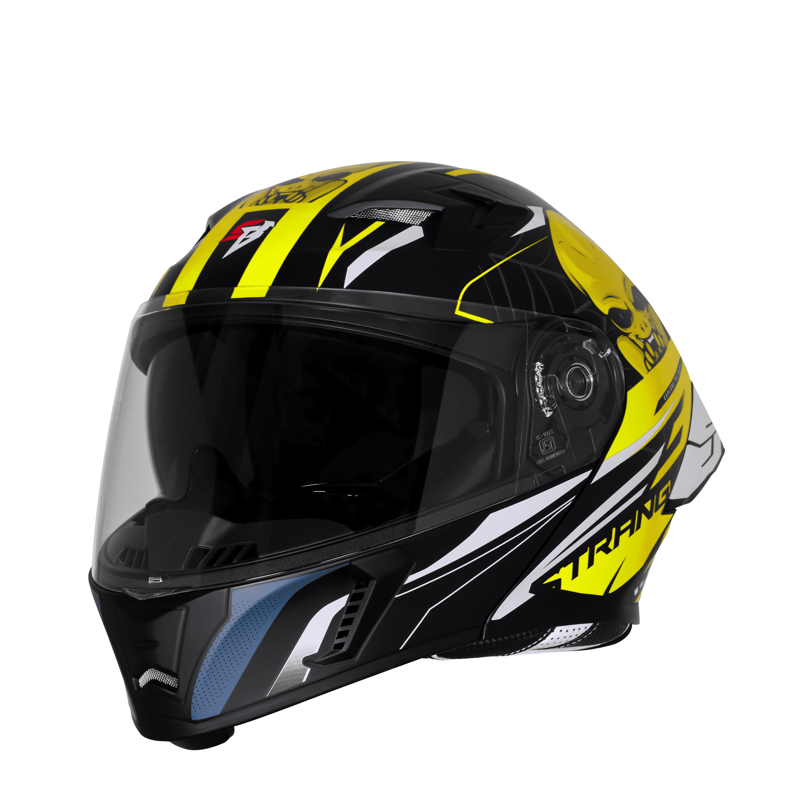 STEELBIRD SBA-20 ISS STRANGE GLOSSY BLACK/NEON C/V 580 MM WITH EXTRA SMOKE VISOR