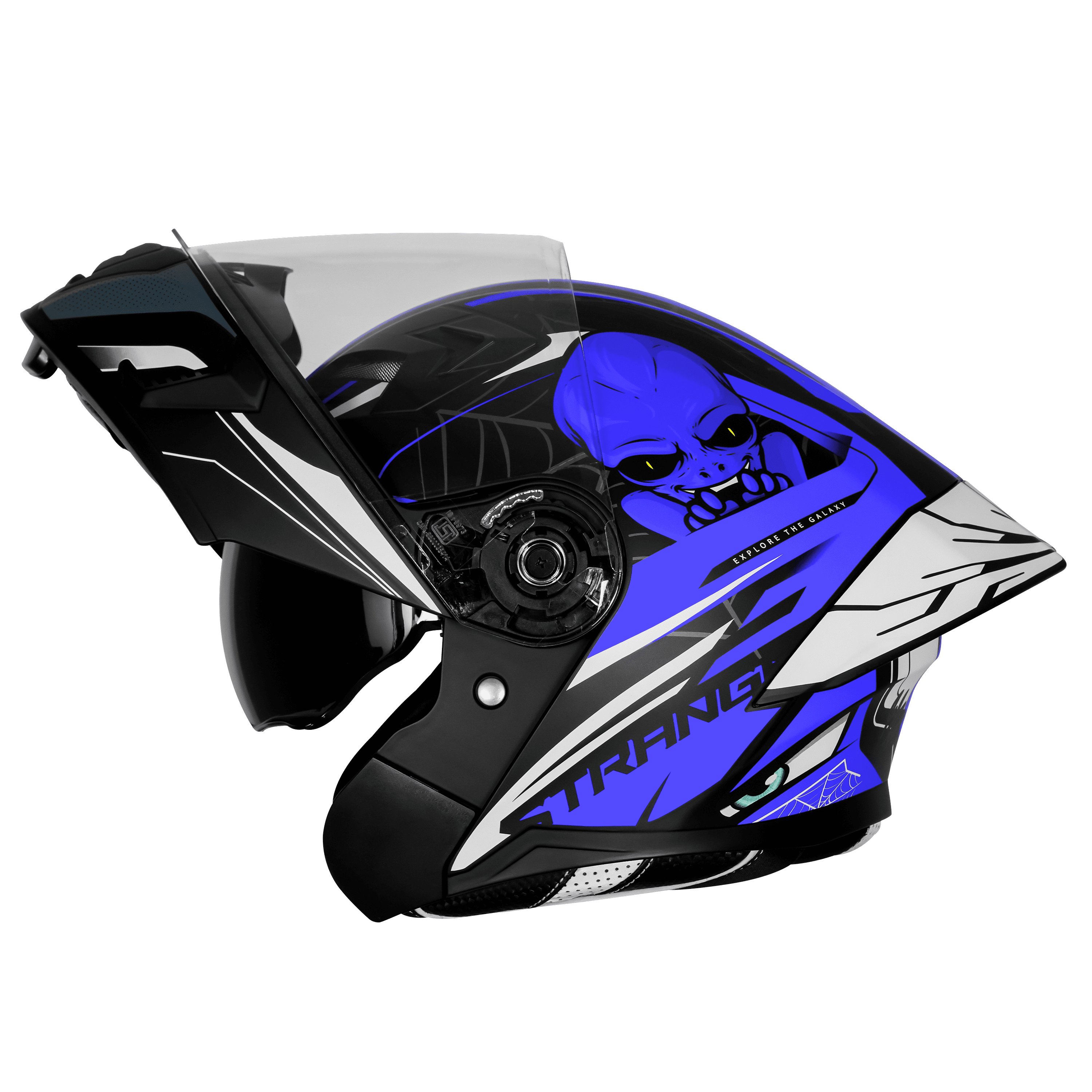 STEELBIRD SBA-20 ISS STRANGE GLOSSY BLACK/BLUE C/V 580 MM WITH EXTRA SMOKE VISOR