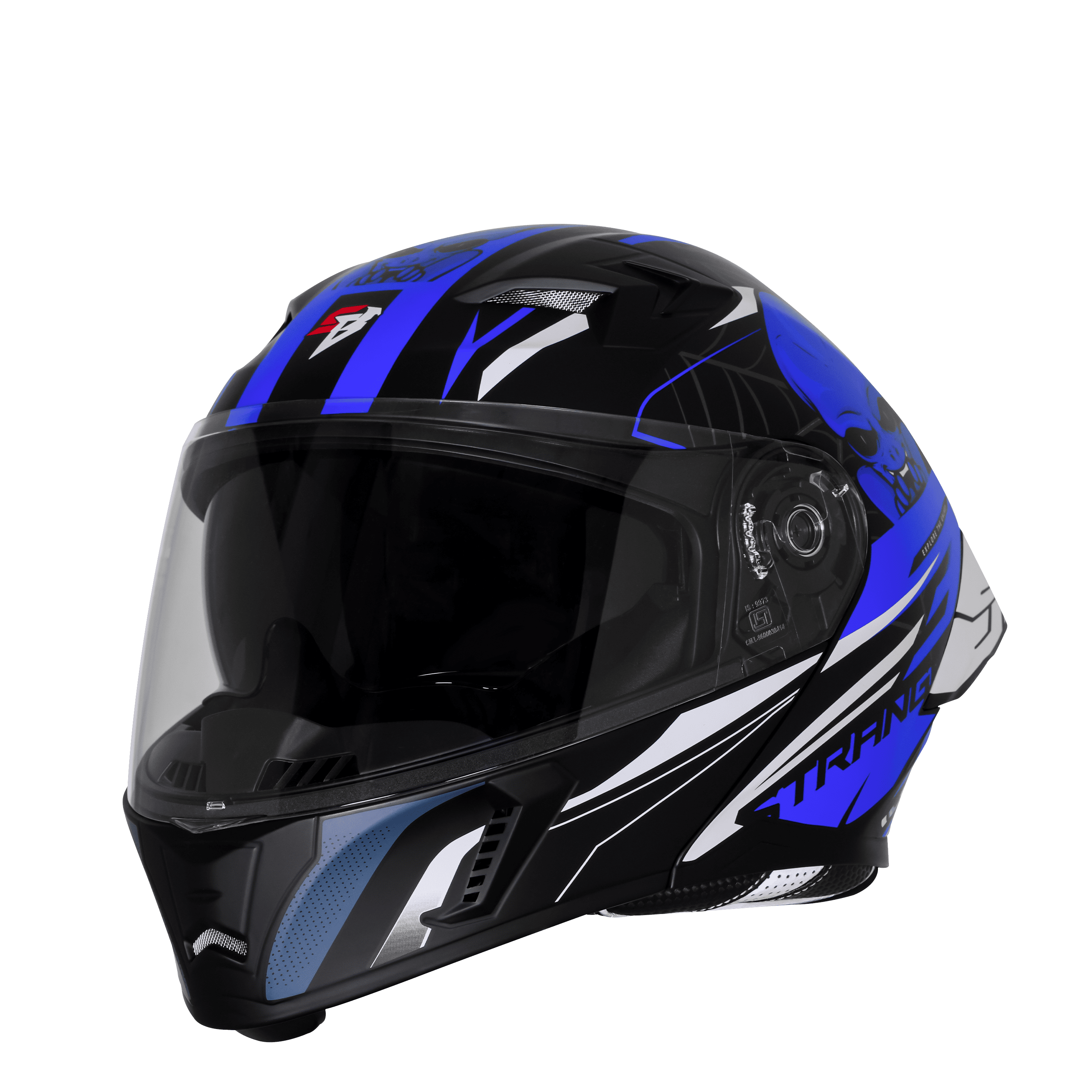 STEELBIRD SBA-20 ISS STRANGE GLOSSY BLACK/BLUE C/V 580 MM WITH EXTRA SMOKE VISOR