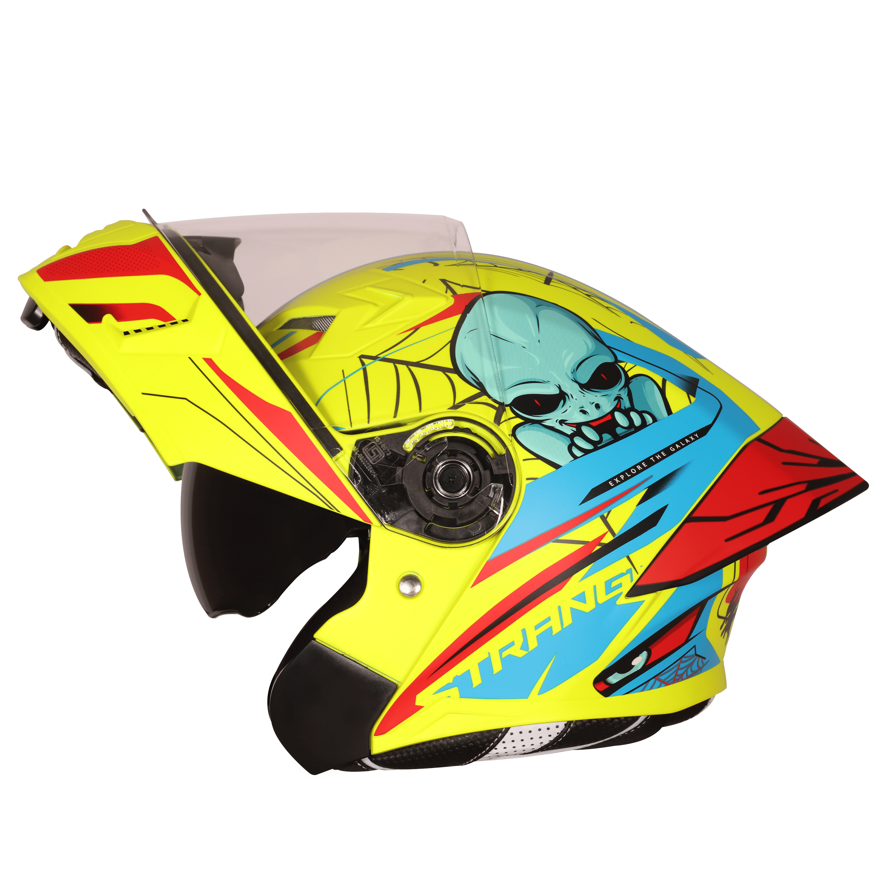 STEELBIRD SBA-20 ISS STRANGE GLOSSY FLU NEON/CYAN GREEN C/V 600 MM WITH EXTRA SMOKE VISOR