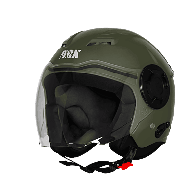 STEELBIRD SBH-73 DRX RF MATT BATTLE GREEN 600 MM WITH EXTRA SMOKE VISOR