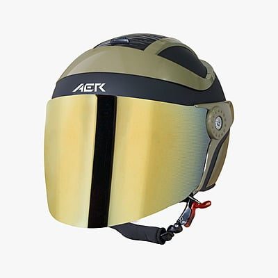 STEELBIRD SB-29 AER MATT BLACK/DESERT STORM C/V 600 MM WITH EXTRA GOLD VISOR