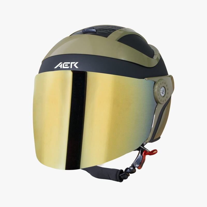 STEELBIRD SB-29 AER MATT BLACK/DESERT STORM C/V 600 MM WITH EXTRA GOLD VISOR