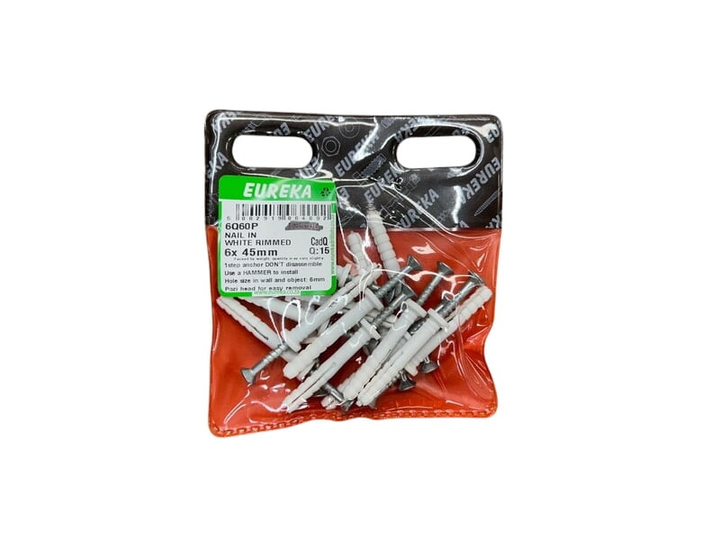 Nail in white rimmed 6X45mm