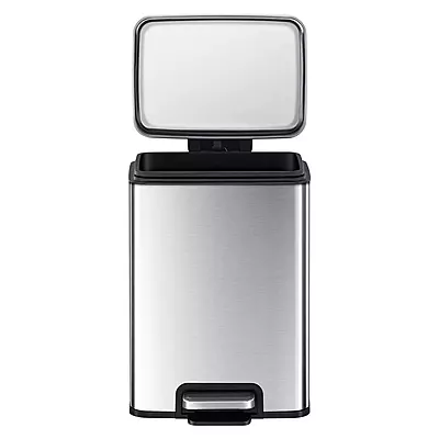 سلة نفايات ايكو بدواسة مع بطانة داخلية – 12 لتر / 3.2 جالون – من الفولاذ المقاوم للصدأ