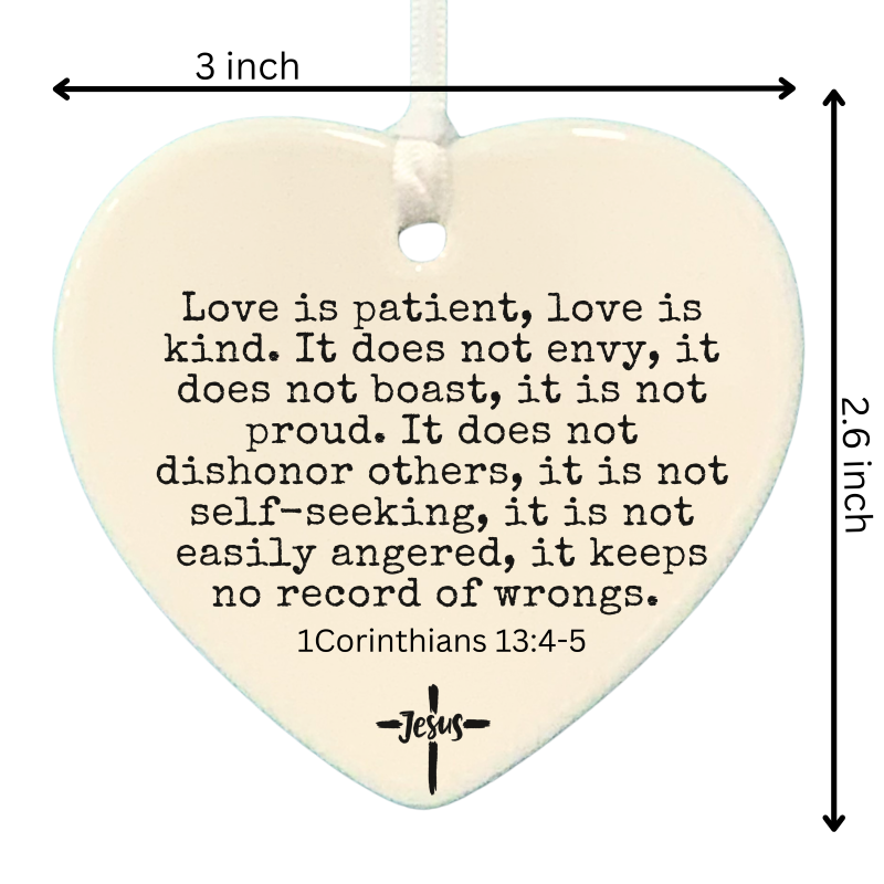 3" Heart Ceramic Ornament – Love is Patient- Romantic Keepsake Engagement, Wedding, or Anniversary 3" Heart Ceramic Ornament – Love is Patient- Romantic Keepsake Engagement, Wedding, or Anniversary