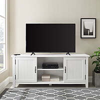 Farmhouse White Media Console - Shutter Door TV Stand