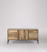 Natural Wood & Black Metal TV Stand | Industrial Modern Media Console | Rustic Credenza