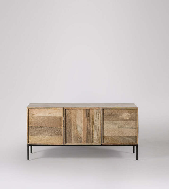 Natural Wood & Black Metal TV Stand | Industrial Modern Media Console | Rustic Credenza Natural Wood & Black Metal TV Stand | Industrial Modern Media Console | Rustic Credenza