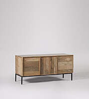 Natural Wood & Black Metal TV Stand | Industrial Modern Media Console | Rustic Credenza