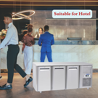 Durable stainless steel construction of a Blue Star GC Series Under Counter Freezer.