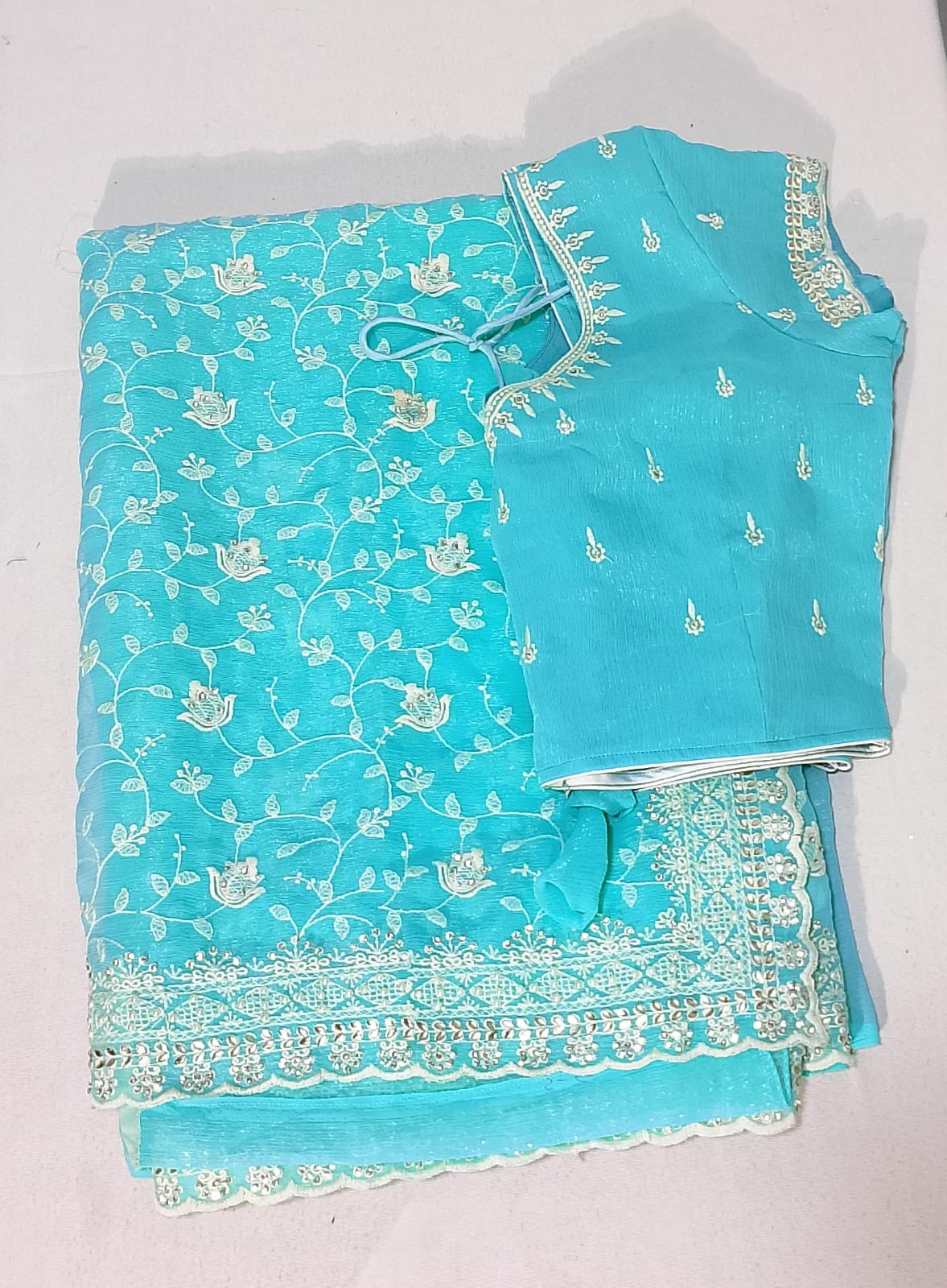 C188: Ready To Ship Beautiful Chikankari Work Saree With Stitched Blouse