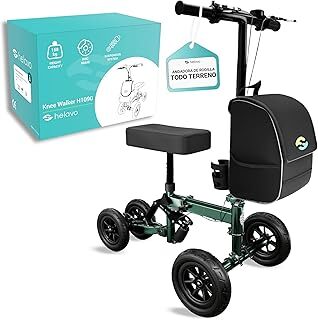 Helavo Scooter de Rodilla Ajustable para Adultos con Suspensión, Ruedas de Goma Todo Terreno