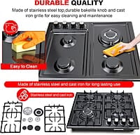 FORIMO Placa de cocina de gas de 22 pulgadas y 4 quemadores