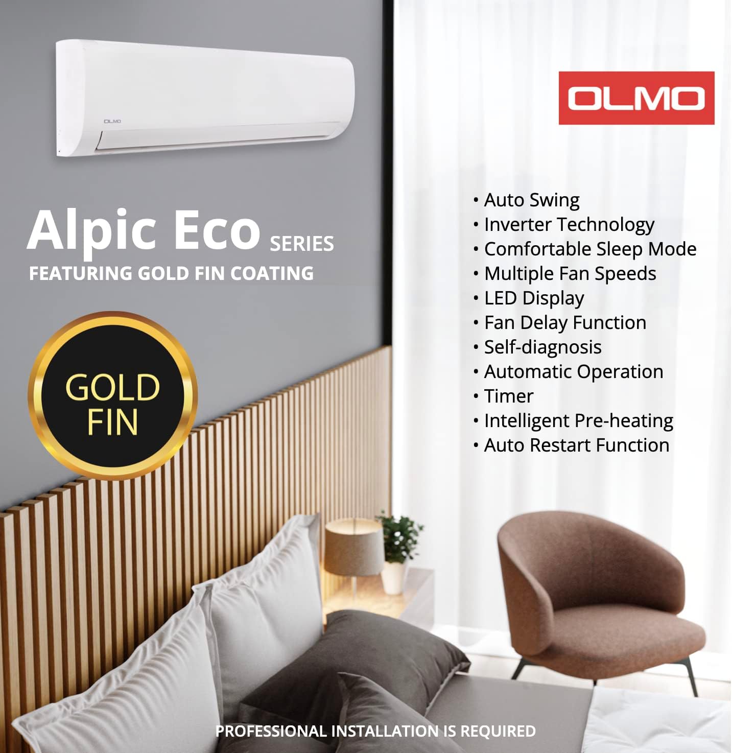 OLMO Alpic Aire acondicionado de 12,000 BTU, 110/120V