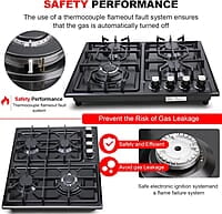 FORIMO Placa de cocina de gas de 22 pulgadas y 4 quemadores