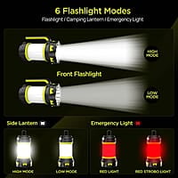 Rechargeable Flashlights Camping Lantern,6 Modes LED Bright Flashlight 3000mAh Power Bank