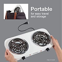 Proctor Silex Cocina eléctrica de doble hornillo con temperatura ajustable
