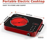 Placa de cocina eléctrica de 1800 W, de un solo quemador