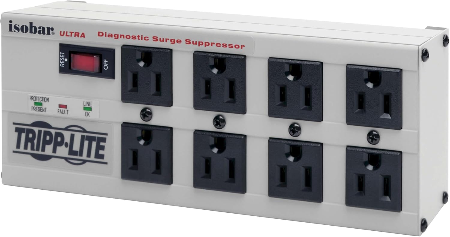 Isobar Surge Protector Metal RJ11 8 Outlet 12-Feet Isobar Surge Protector Metal RJ11 8 Outlet 12-Feet